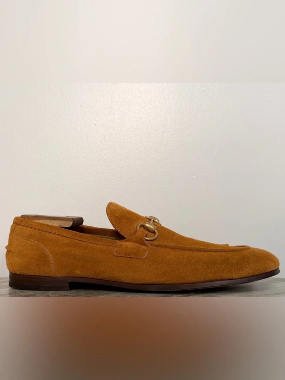 GUCCI JORDAAN  Horsebit Suede Loafers Harness Brown 10 / 10.5 US Tan/Beige - Picture 3 of 10